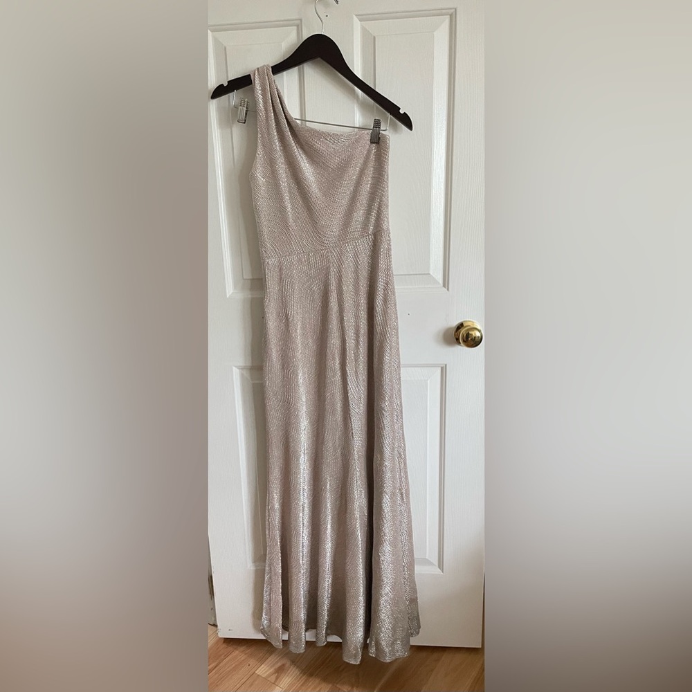 Jenny Yoo One Shoulder Champagne Dress